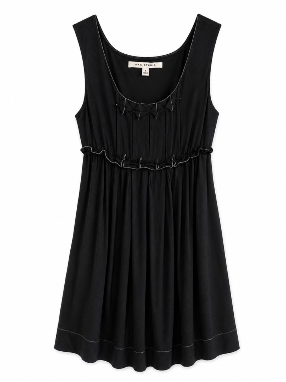 4/$20➡️ Max Studio Black Sleeveless Pleated Babydoll Tank – Size Medium EUC